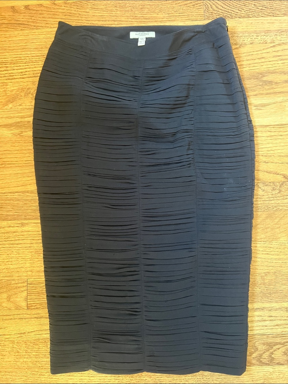 Burberry Black Ruched Pencil Skirt